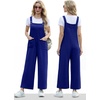 image:imageIWOLLENCE Jumpsuits For Women Boho Overalls Casual Long Bib Loose Womens Rompers with Pockets 20264 Navy Blue