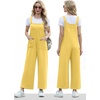 image:imageIWOLLENCE Jumpsuits For Women Boho Overalls Casual Long Bib Loose Womens Rompers with Pockets 20267 Yellow