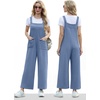 image:imageIWOLLENCE Jumpsuits For Women Boho Overalls Casual Long Bib Loose Womens Rompers with Pockets 20268 Blue Gray