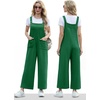 image:imageIWOLLENCE Jumpsuits For Women Boho Overalls Casual Long Bib Loose Womens Rompers with Pockets 20269 Green
