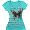 image:imageIWOLLENCE Womens Y2K Gothic Shirts V Neck Cap Short Sleeve Vintage Grahipc Tees 2000s Alternative Slim Fit Grunge Punk TopsAblue Green Butterfly