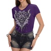 image:imageIWOLLENCE Womens Y2K Gothic Shirts V Neck Cap Short Sleeve Vintage Grahipc Tees 2000s Alternative Slim Fit Grunge Punk TopsBpurple Rose