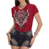 image:imageIWOLLENCE Womens Y2K Gothic Shirts V Neck Cap Short Sleeve Vintage Grahipc Tees 2000s Alternative Slim Fit Grunge Punk TopsBred Rose