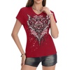 image:imageIWOLLENCE Womens Y2K Gothic Shirts V Neck Cap Short Sleeve Vintage Grahipc Tees 2000s Alternative Slim Fit Grunge Punk TopsBred Rose