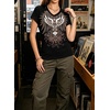 image:imageIWOLLENCE Womens Y2K Gothic Shirts V Neck Cap Short Sleeve Vintage Grahipc Tees 2000s Alternative Slim Fit Grunge Punk TopsCblack Wings