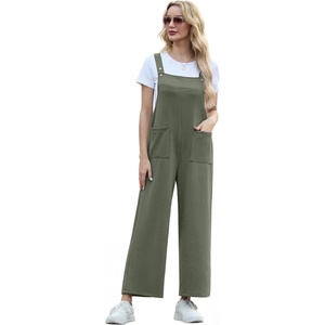 image:imageIWOLLENCE Jumpsuits For Women Boho Overalls Casual Long Bib Loose Womens Rompers with Pockets 20262 Army Green