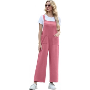 image:imageIWOLLENCE Jumpsuits For Women Boho Overalls Casual Long Bib Loose Womens Rompers with Pockets 20263 Pink
