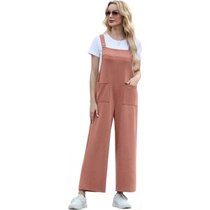 image:imageIWOLLENCE Jumpsuits For Women Boho Overalls Casual Long Bib Loose Womens Rompers with Pockets 20265 Coffee