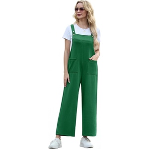 image:imageIWOLLENCE Jumpsuits For Women Boho Overalls Casual Long Bib Loose Womens Rompers with Pockets 20269 Green