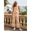 image:imageIWOLLENCE Womens Summer 2 Piece Outfits Set Round neck Sleeveless Tank Crop Top Wide Leg pants Set Pockets JumpsuitsB Ac Orange Blue Bird