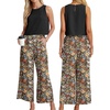 image:imageIWOLLENCE Womens Summer 2 Piece Outfits Set Round neck Sleeveless Tank Crop Top Wide Leg pants Set Pockets JumpsuitsB Bk Colorful Flower