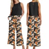 image:imageIWOLLENCE Womens Summer 2 Piece Outfits Set Round neck Sleeveless Tank Crop Top Wide Leg pants Set Pockets JumpsuitsB Black Corn Poppy