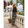 image:imageIWOLLENCE Womens Summer 2 Piece Outfits Set Round neck Sleeveless Tank Crop Top Wide Leg pants Set Pockets JumpsuitsB Black Geo Line