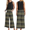 image:imageIWOLLENCE Womens Summer 2 Piece Outfits Set Round neck Sleeveless Tank Crop Top Wide Leg pants Set Pockets JumpsuitsB Black Geo Line