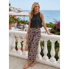 image:imageIWOLLENCE Womens Summer 2 Piece Outfits Set Round neck Sleeveless Tank Crop Top Wide Leg pants Set Pockets JumpsuitsB Black Puzzle