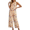image:imageIWOLLENCE Womens Summer 2 Piece Outfits Set Round neck Sleeveless Tank Crop Top Wide Leg pants Set Pockets JumpsuitsB Ac Orange Blue Bird