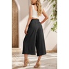 image:imageIWOLLENCE Women Flowy Loose Wide Leg Pant Summer Beach Casual Trousers high Waist Adjustable Knot Business Work Casual PantsBlack Stripe