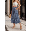 image:imageIWOLLENCE Women Flowy Loose Wide Leg Pant Summer Beach Casual Trousers high Waist Adjustable Knot Business Work Casual PantsBlue White Flower