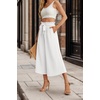 image:imageIWOLLENCE Women Flowy Loose Wide Leg Pant Summer Beach Casual Trousers high Waist Adjustable Knot Business Work Casual PantsPearl White