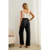 image:imageIWOLLENCE Women High Waist Palazzo Pants Adjustable Knot Ankle Wide Leg Trousers Pockets Beach Vacation Lounge Office01 Pitchblack