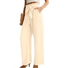 image:imageIWOLLENCE Women High Waist Palazzo Pants Adjustable Knot Ankle Wide Leg Trousers Pockets Beach Vacation Lounge Office02 Ivory White