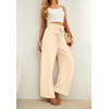 image:imageIWOLLENCE Women High Waist Palazzo Pants Adjustable Knot Ankle Wide Leg Trousers Pockets Beach Vacation Lounge Office02 Ivory White