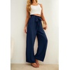 image:imageIWOLLENCE Women High Waist Palazzo Pants Adjustable Knot Ankle Wide Leg Trousers Pockets Beach Vacation Lounge Office03 Dark Blue