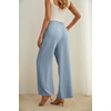 image:imageIWOLLENCE Women High Waist Palazzo Pants Adjustable Knot Ankle Wide Leg Trousers Pockets Beach Vacation Lounge Office04 Haze Blue