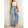 image:imageIWOLLENCE Women High Waist Palazzo Pants Adjustable Knot Ankle Wide Leg Trousers Pockets Beach Vacation Lounge Office04 Haze Blue