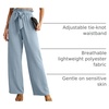 image:imageIWOLLENCE Women High Waist Palazzo Pants Adjustable Knot Ankle Wide Leg Trousers Pockets Beach Vacation Lounge Office04 Haze Blue