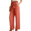 image:imageIWOLLENCE Women High Waist Palazzo Pants Adjustable Knot Ankle Wide Leg Trousers Pockets Beach Vacation Lounge Office05 Orange