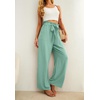 image:imageIWOLLENCE Women High Waist Palazzo Pants Adjustable Knot Ankle Wide Leg Trousers Pockets Beach Vacation Lounge Office06 Mint Green