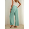 image:imageIWOLLENCE Women High Waist Palazzo Pants Adjustable Knot Ankle Wide Leg Trousers Pockets Beach Vacation Lounge Office06 Mint Green