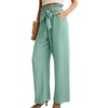 image:imageIWOLLENCE Women High Waist Palazzo Pants Adjustable Knot Ankle Wide Leg Trousers Pockets Beach Vacation Lounge Office06 Mint Green