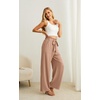 image:imageIWOLLENCE Women High Waist Palazzo Pants Adjustable Knot Ankle Wide Leg Trousers Pockets Beach Vacation Lounge Office07 Khaki
