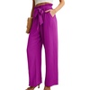 image:imageIWOLLENCE Women High Waist Palazzo Pants Adjustable Knot Ankle Wide Leg Trousers Pockets Beach Vacation Lounge Office08 Dragon Fruit Red