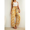 image:imageIWOLLENCE Women High Waist Palazzo Pants Adjustable Knot Ankle Wide Leg Trousers Pockets Beach Vacation Lounge Office09 Yellow White Flower
