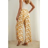 image:imageIWOLLENCE Women High Waist Palazzo Pants Adjustable Knot Ankle Wide Leg Trousers Pockets Beach Vacation Lounge Office09 Yellow White Flower
