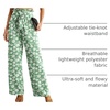 image:imageIWOLLENCE Women High Waist Palazzo Pants Adjustable Knot Ankle Wide Leg Trousers Pockets Beach Vacation Lounge Office10 Green White Flower
