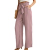 image:imageIWOLLENCE Women High Waist Palazzo Pants Adjustable Knot Ankle Wide Leg Trousers Pockets Beach Vacation Lounge Office11 Gray Pink Stripe