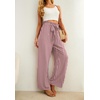 image:imageIWOLLENCE Women High Waist Palazzo Pants Adjustable Knot Ankle Wide Leg Trousers Pockets Beach Vacation Lounge Office11 Gray Pink Stripe