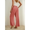 image:imageIWOLLENCE Women High Waist Palazzo Pants Adjustable Knot Ankle Wide Leg Trousers Pockets Beach Vacation Lounge Office13 Pd White Brick Red