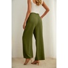 image:imageIWOLLENCE Women High Waist Palazzo Pants Adjustable Knot Ankle Wide Leg Trousers Pockets Beach Vacation Lounge Office14 Army Green