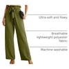 image:imageIWOLLENCE Women High Waist Palazzo Pants Adjustable Knot Ankle Wide Leg Trousers Pockets Beach Vacation Lounge Office14 Army Green