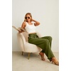 image:imageIWOLLENCE Women High Waist Palazzo Pants Adjustable Knot Ankle Wide Leg Trousers Pockets Beach Vacation Lounge Office14 Army Green