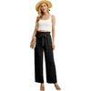 image:imageIWOLLENCE Women High Waist Palazzo Pants Adjustable Knot Ankle Wide Leg Trousers Pockets Beach Vacation Lounge Office21 Th Black