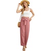image:imageIWOLLENCE Women High Waist Palazzo Pants Adjustable Knot Ankle Wide Leg Trousers Pockets Beach Vacation Lounge Office23 Th Light Coral