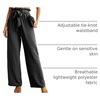 image:imageIWOLLENCE Women High Waist Palazzo Pants Adjustable Knot Ankle Wide Leg Trousers Pockets Beach Vacation Lounge Office25 Black Stripe