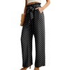 image:imageIWOLLENCE Women High Waist Palazzo Pants Adjustable Knot Ankle Wide Leg Trousers Pockets Beach Vacation Lounge Office26 Pd White Black