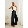 image:imageIWOLLENCE Women High Waist Palazzo Pants Adjustable Knot Ankle Wide Leg Trousers Pockets Beach Vacation Lounge Office26 Pd White Black